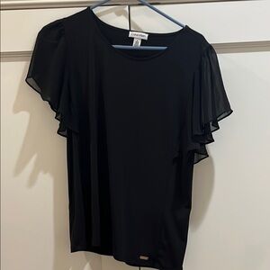 Calvin Klein Women's Black Flutter Sleeve Top